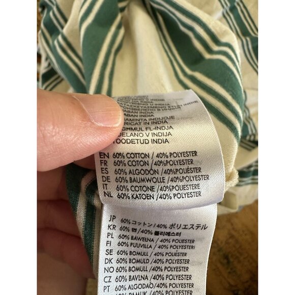 Brixton Standard Fit Mens Striped T-Shirt Large Green White Short Sleeve Cotton - Picture 7 of 7